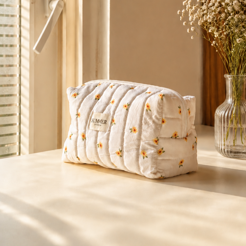 Sun-Flora Quilted Pouch