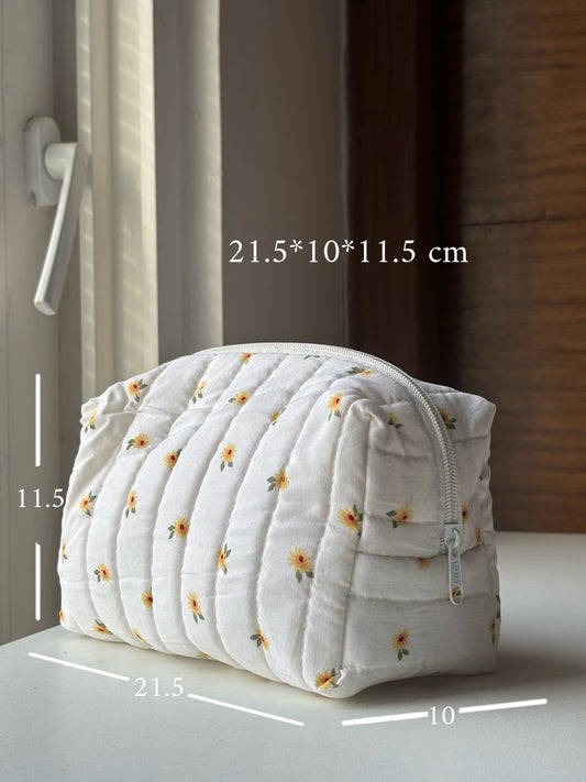 Sun-Flora Quilted Pouch