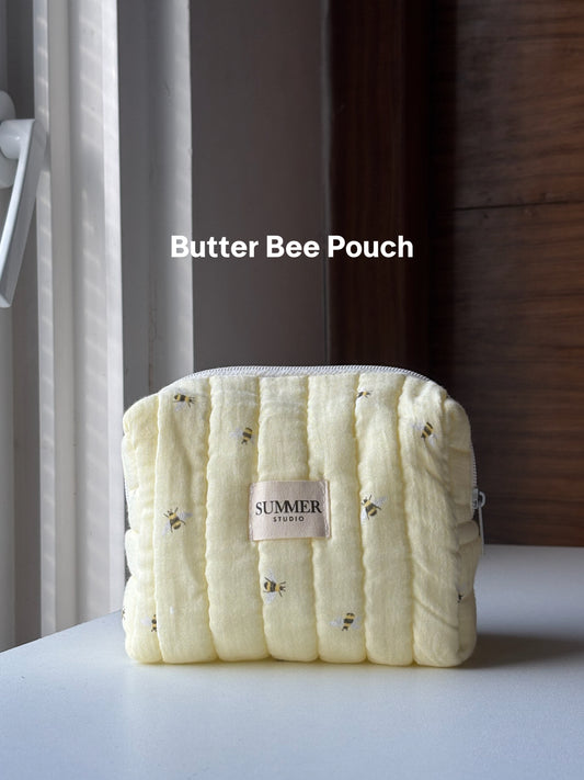 Butter Bee Quilted Pouch