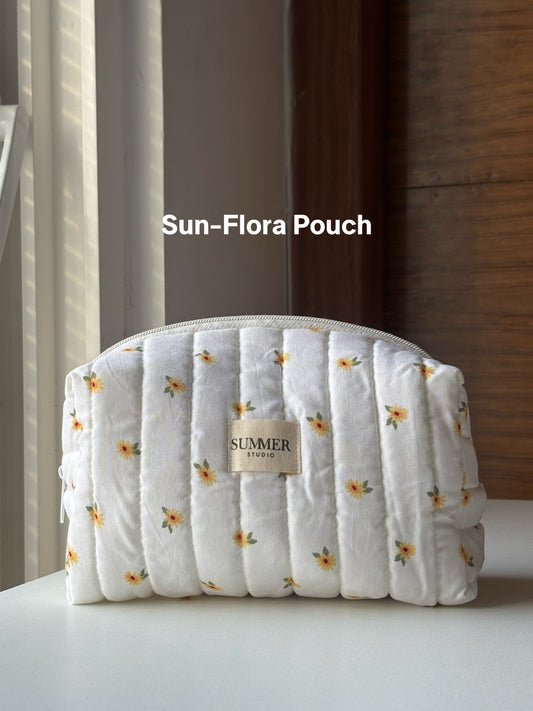 Sun-Flora Quilted Pouch