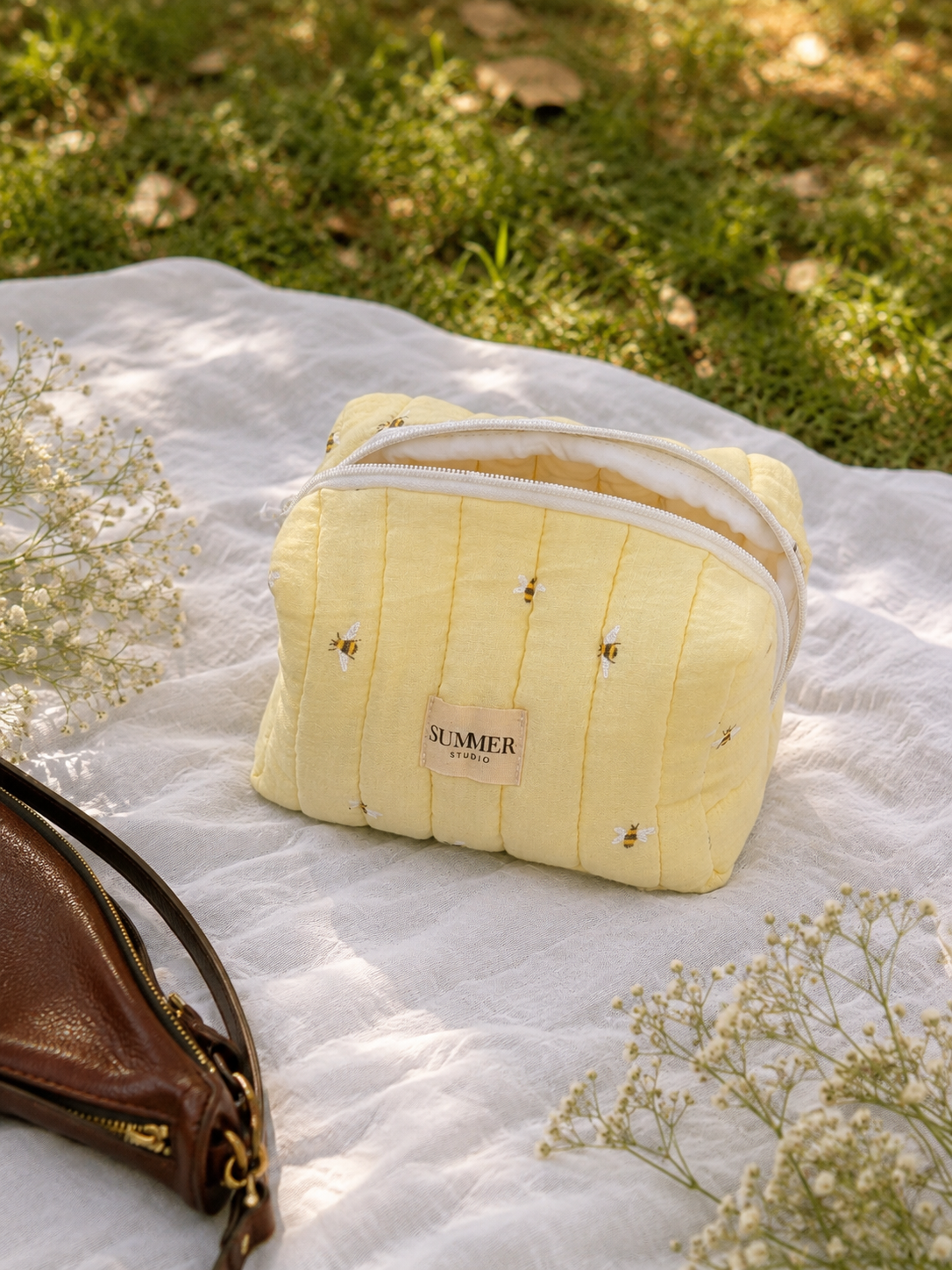 Butter Bee Quilted Pouch